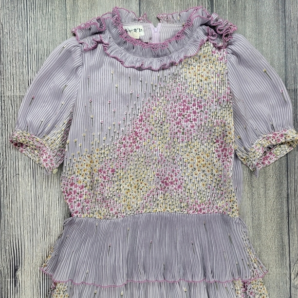 Vintage Tokyo Japan Japanese Ruffle Floral Midi Dress - Picture 6 of 16